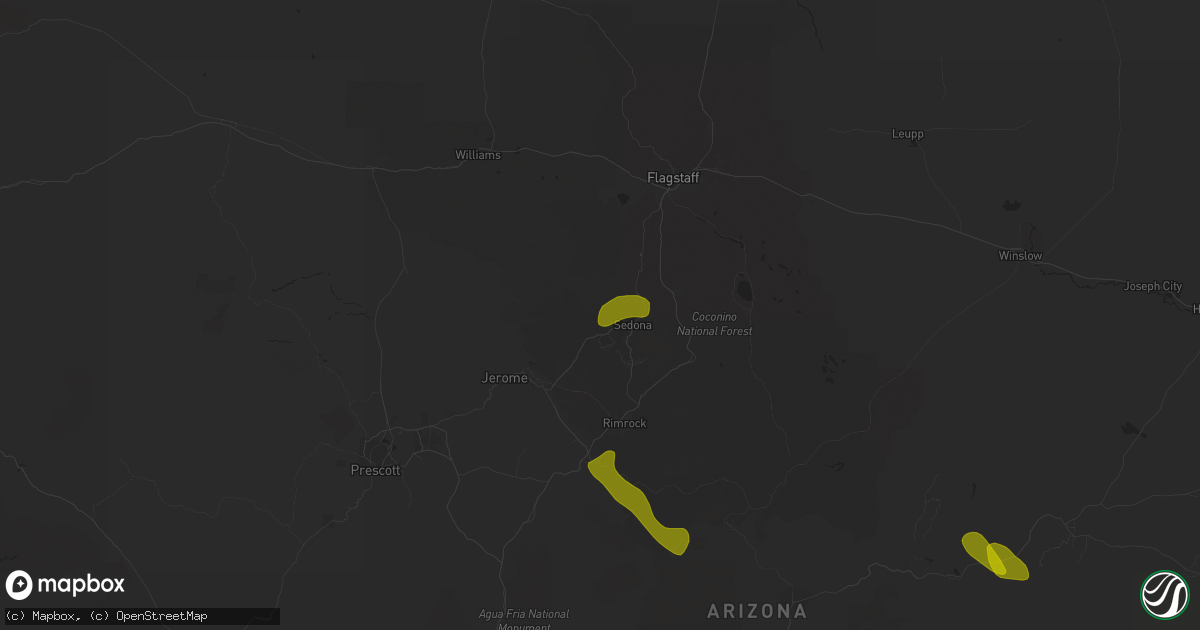 Hail map in Sedona, AZ on August 1, 2020