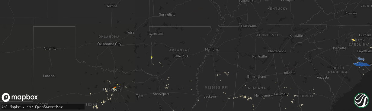 Hail map in Arkansas on August 1, 2021