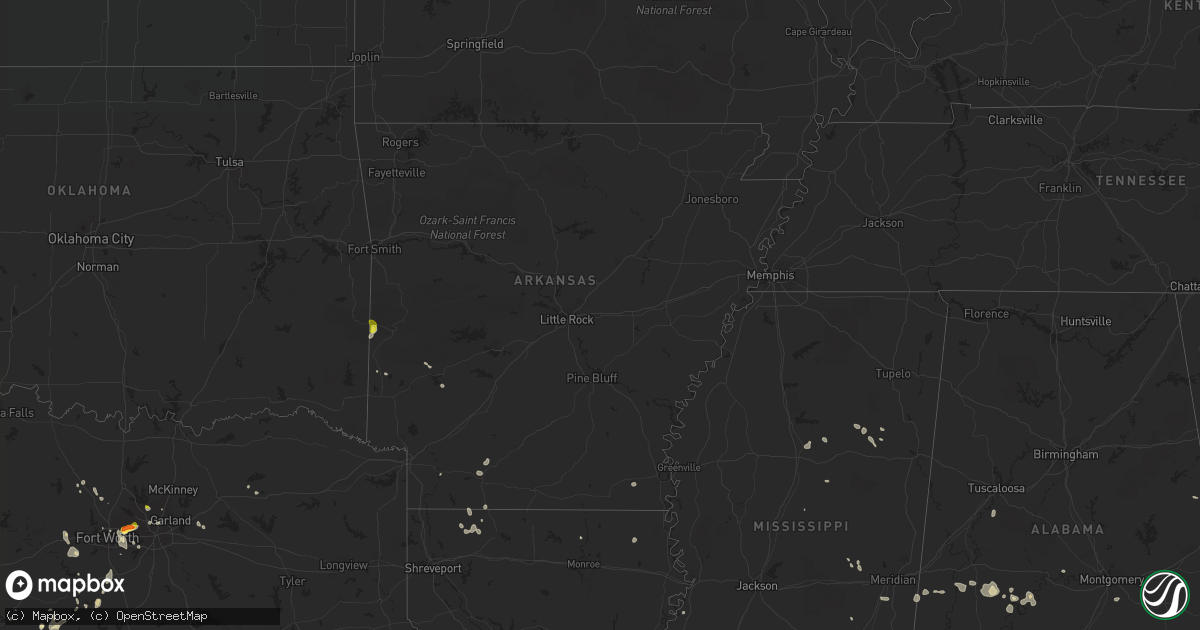 Hail map in Arkansas on August 1, 2021
