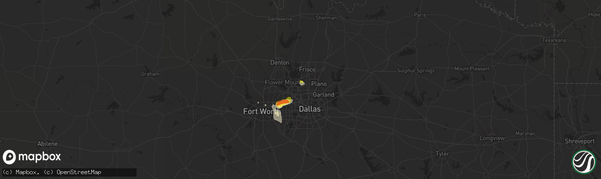 Hail map in Carrollton, TX on August 1, 2021