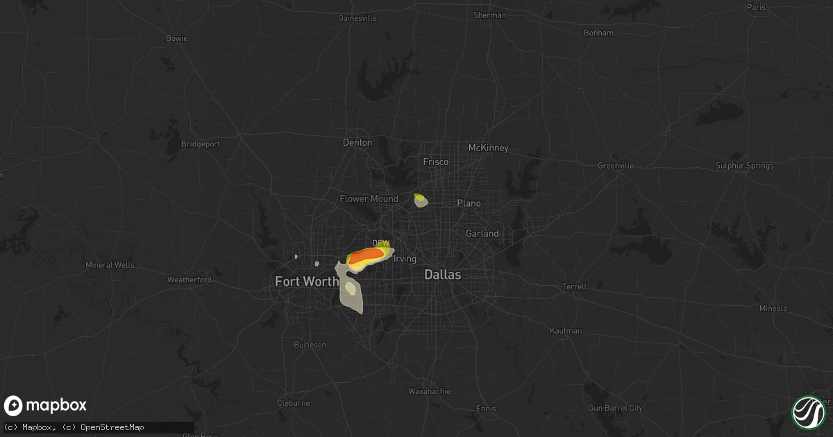Hail map in Carrollton, TX on August 1, 2021