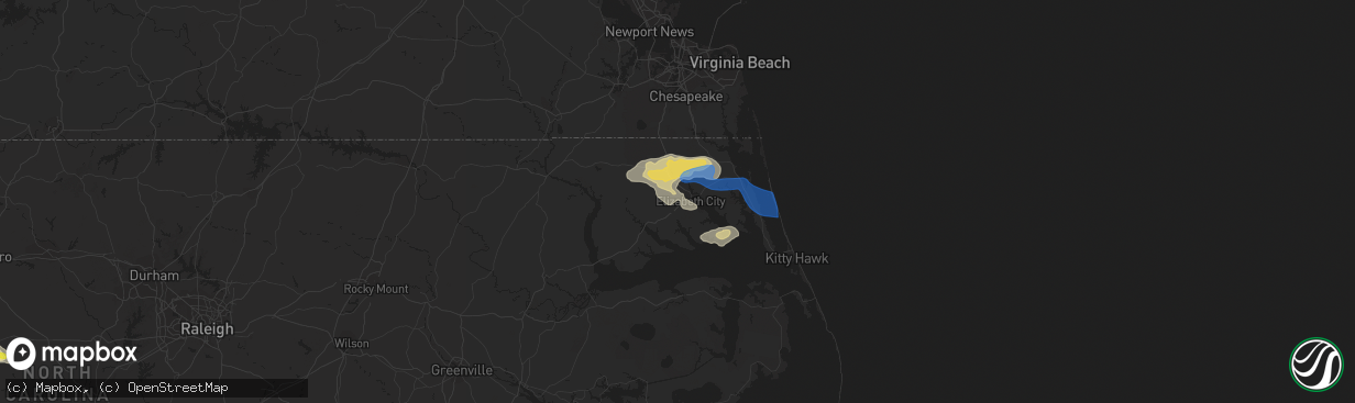 Hail map in Elizabeth City, NC on August 1, 2021
