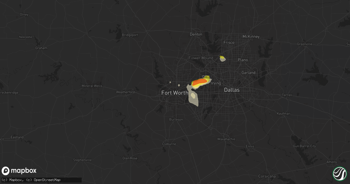 Hail map in Fort Worth, TX on August 1, 2021
