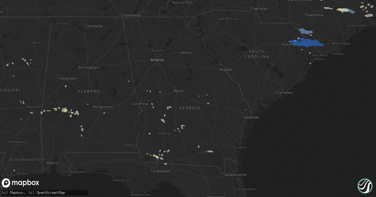 Hail map in Georgia on August 1, 2021