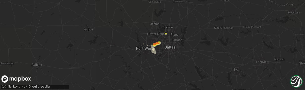 Hail map in Hurst, TX on August 1, 2021