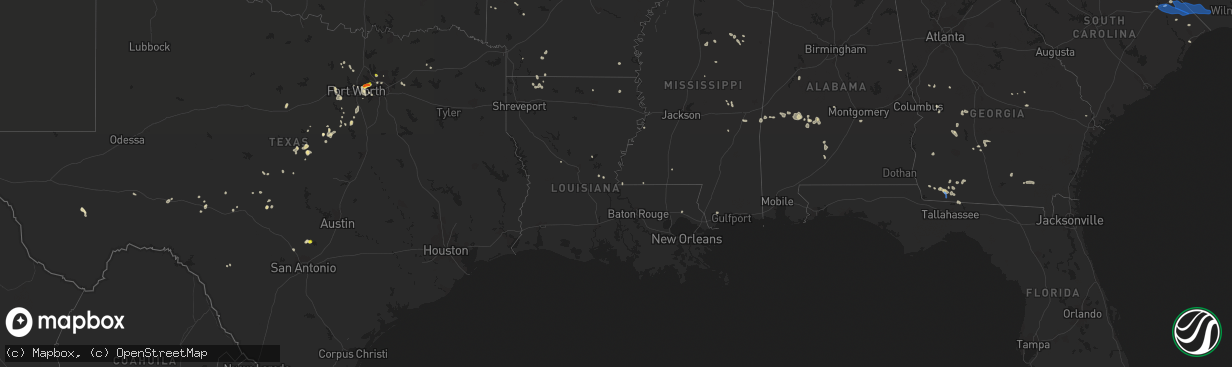 Hail map in Louisiana on August 1, 2021