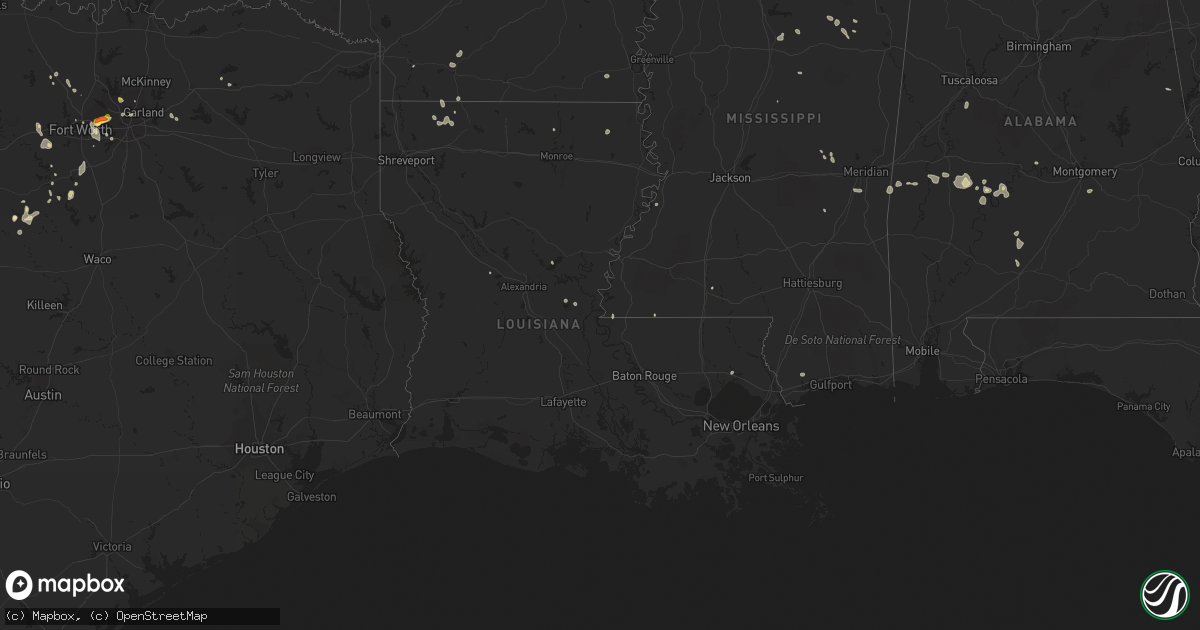 Hail map in Louisiana on August 1, 2021