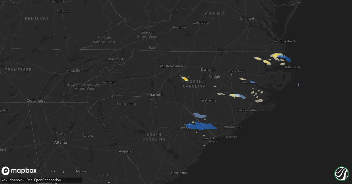 Hail map in North Carolina on August 1, 2021