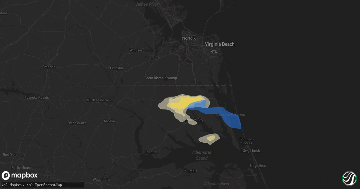Hail map in South Mills, NC on August 1, 2021