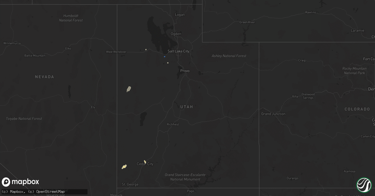 Hail map in Utah on August 1, 2021
