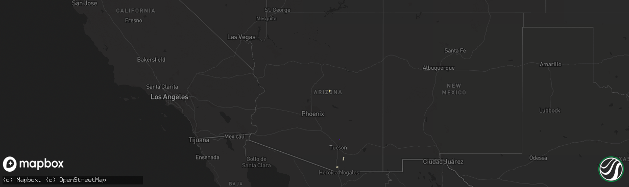 Hail map in Arizona on August 1, 2022