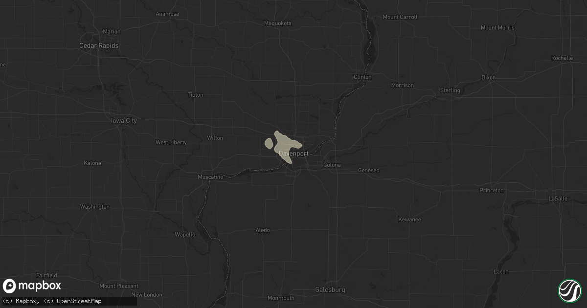 Hail map in Davenport, IA on August 1, 2022