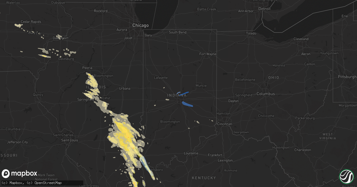 Hail map in Indiana on August 1, 2022