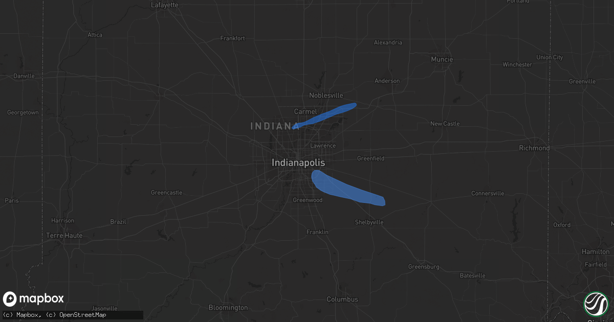 Hail map in Indianapolis, IN on August 1, 2022