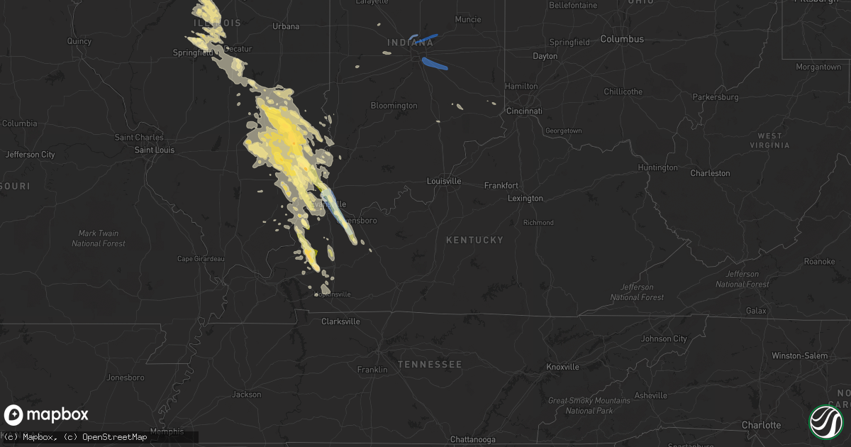 Hail map in Kentucky on August 1, 2022