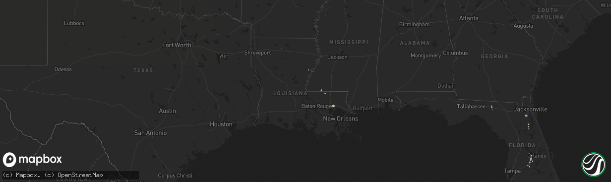 Hail map in Louisiana on August 1, 2022