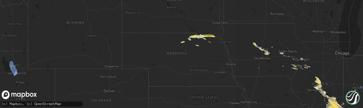 Hail map in Nebraska on August 1, 2022