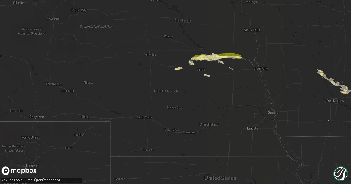 Hail map in Nebraska on August 1, 2022
