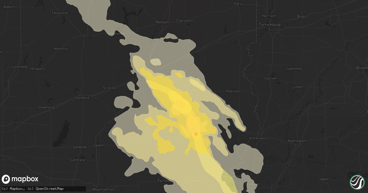 Hail map in Newton, IL on August 1, 2022