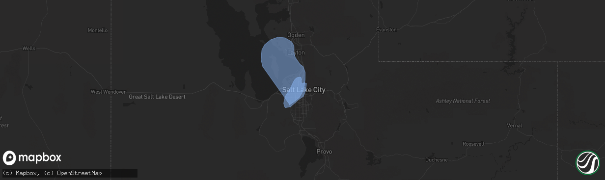 Hail map in Salt Lake City, UT on August 1, 2022