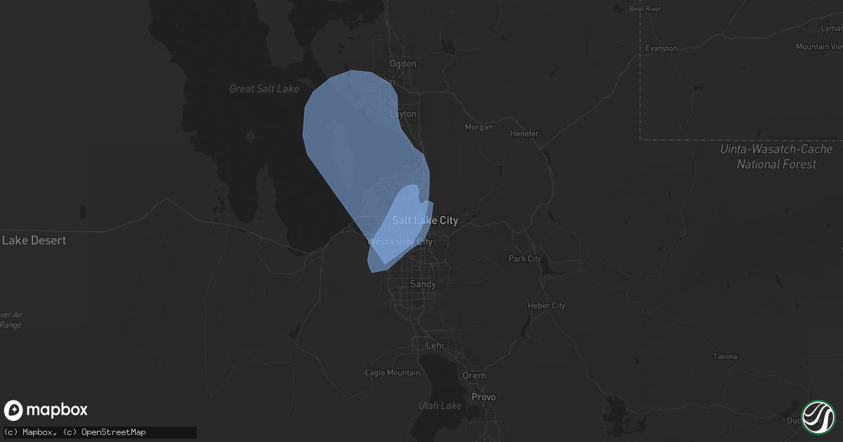 Hail map in Salt Lake City, UT on August 1, 2022
