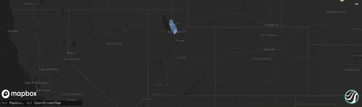 Hail map in Utah on August 1, 2022