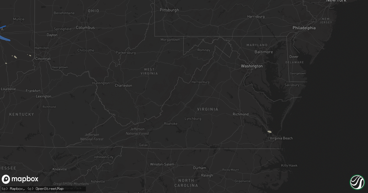 Hail map in Virginia on August 1, 2022