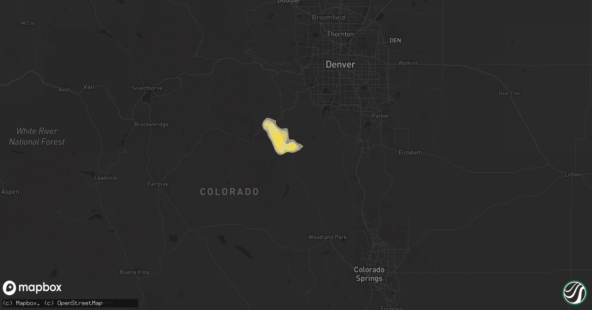 Hail map in Buffalo Creek, CO on August 1, 2023