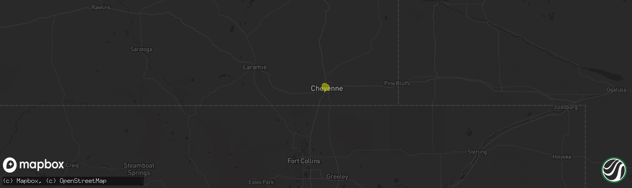 Hail map in Cheyenne, WY on August 1, 2023