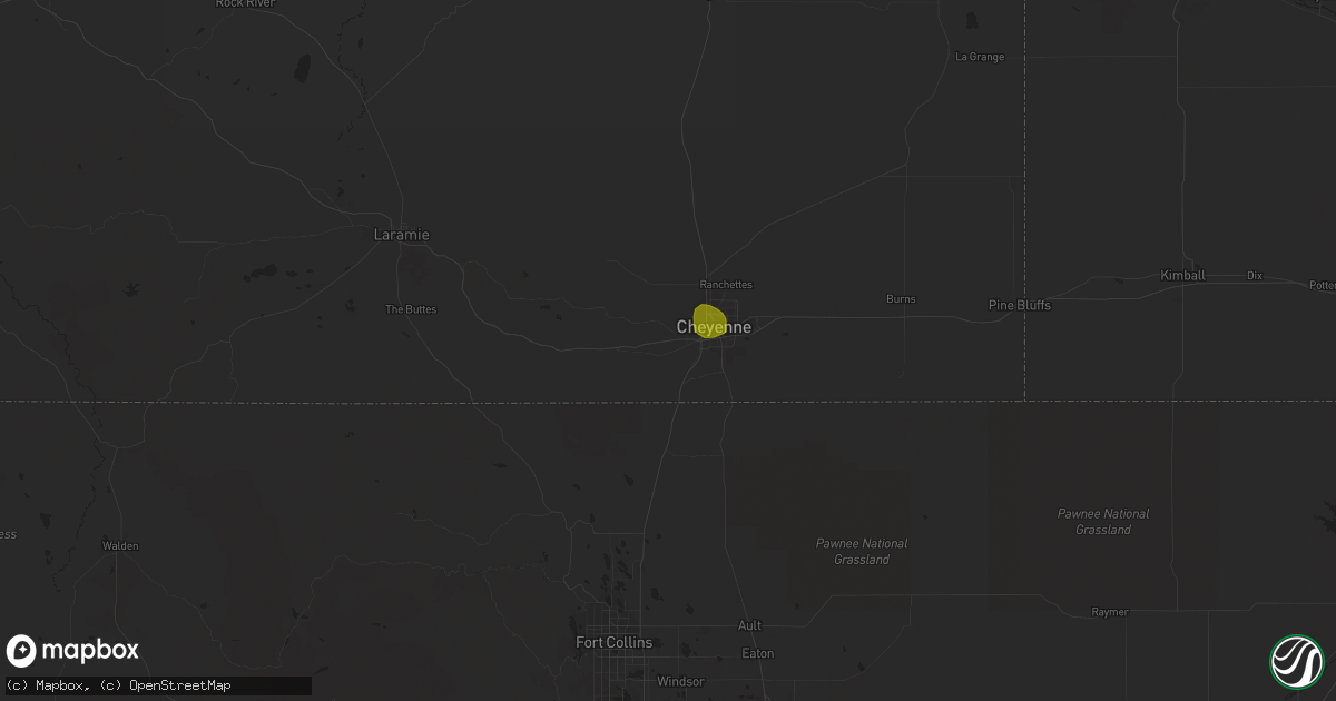 Hail map in Cheyenne, WY on August 1, 2023