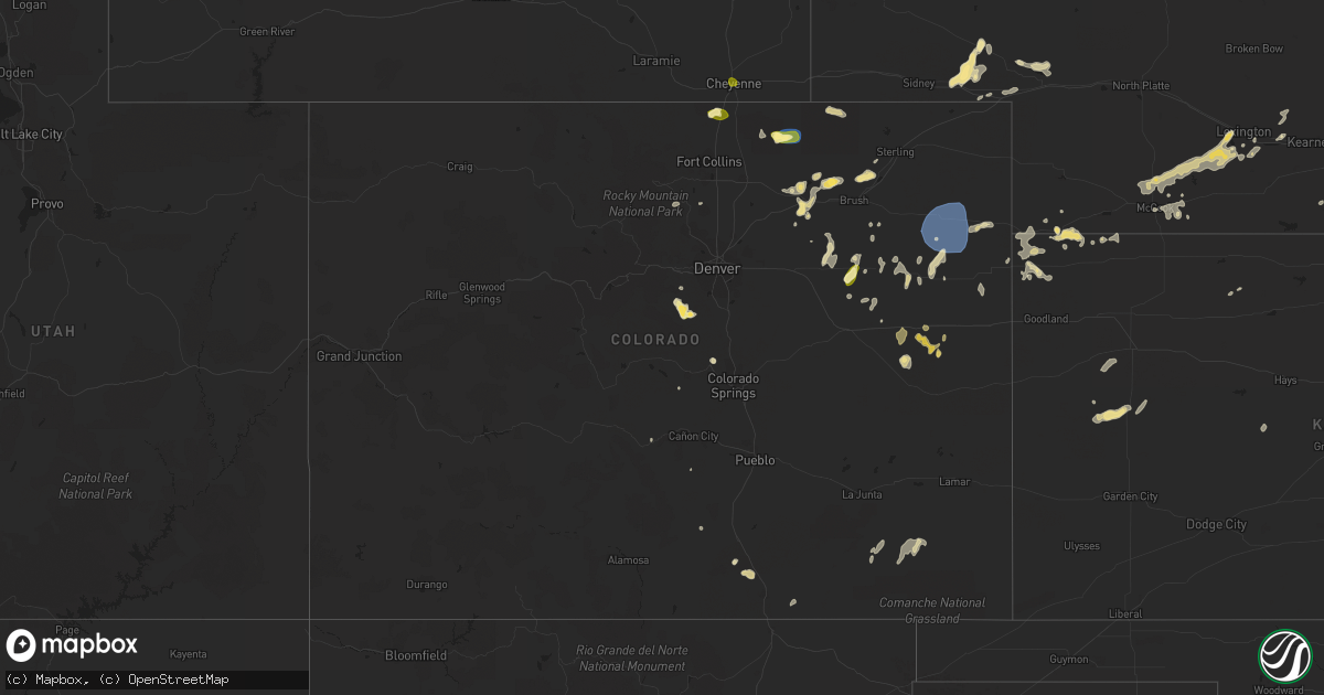Hail map in Colorado on August 1, 2023