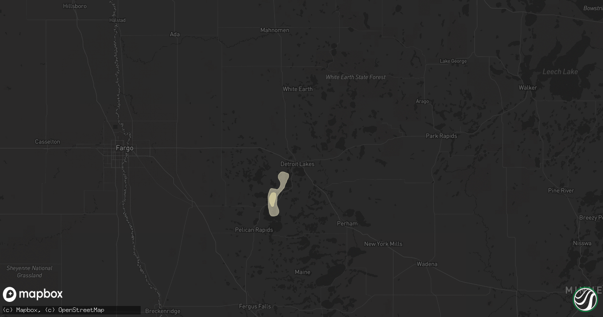 Hail map in Detroit Lakes, MN on August 1, 2023