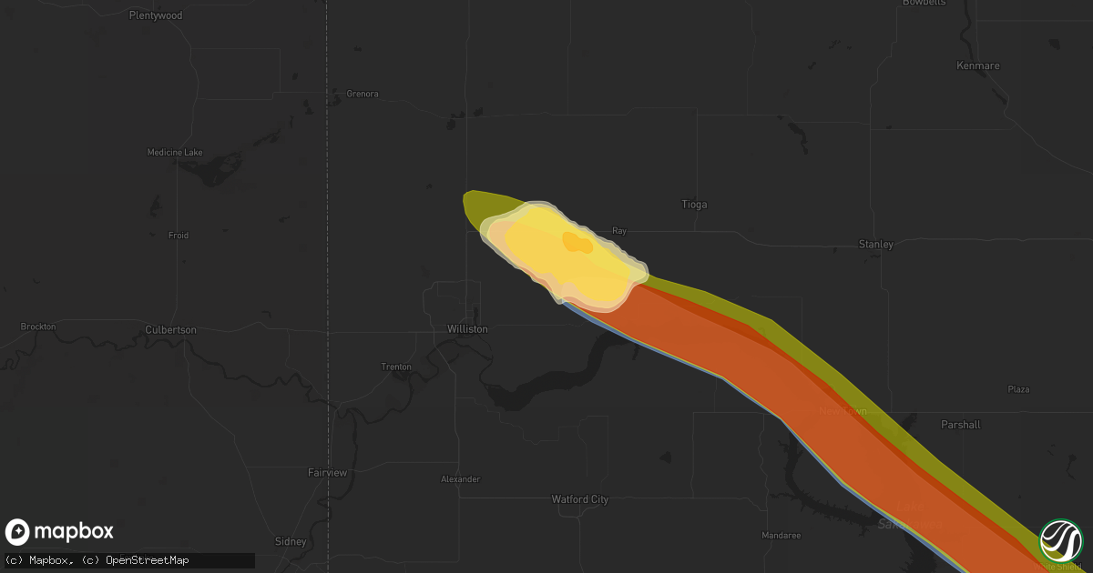 Hail map in Epping, ND on August 1, 2023