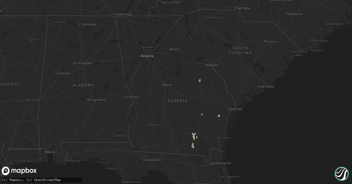 Hail map in Georgia on August 1, 2023