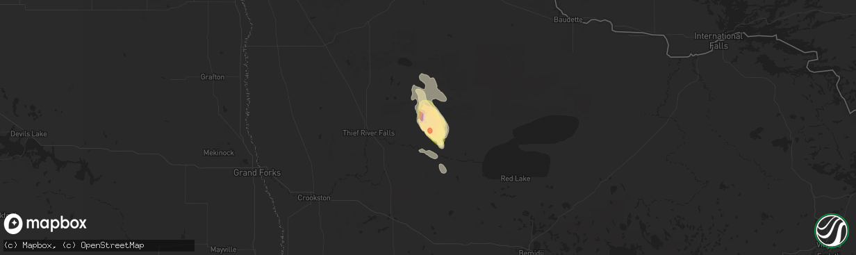 Hail map in Goodridge, MN on August 1, 2023