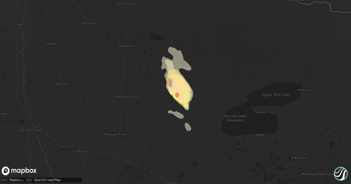 Hail map in Goodridge, MN on August 1, 2023