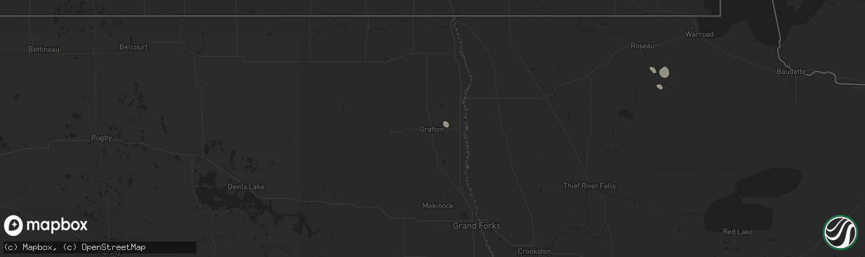 Hail map in Grafton, ND on August 1, 2023