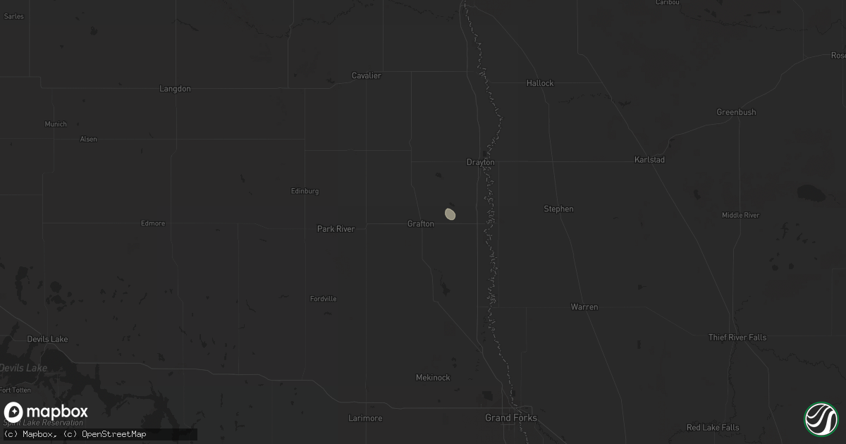 Hail map in Grafton, ND on August 1, 2023