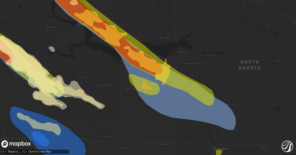Hail map in Hazen, ND on August 1, 2023