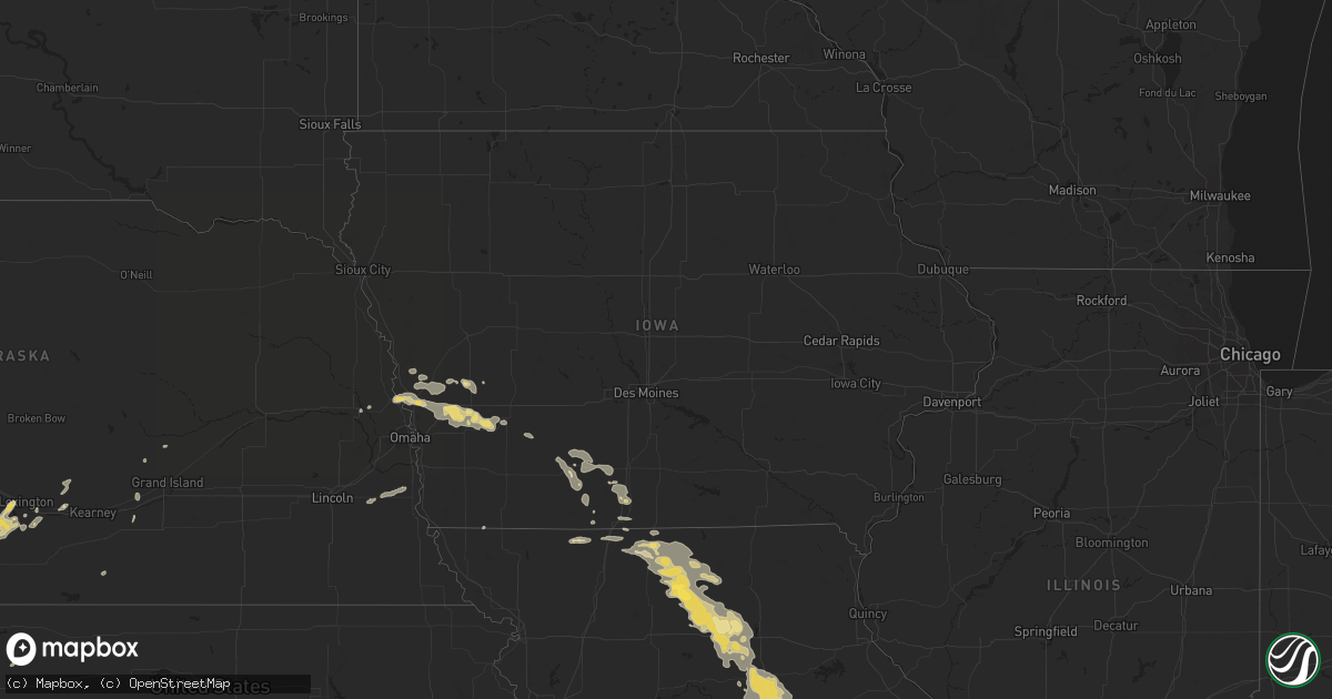 Hail map in Iowa on August 1, 2023