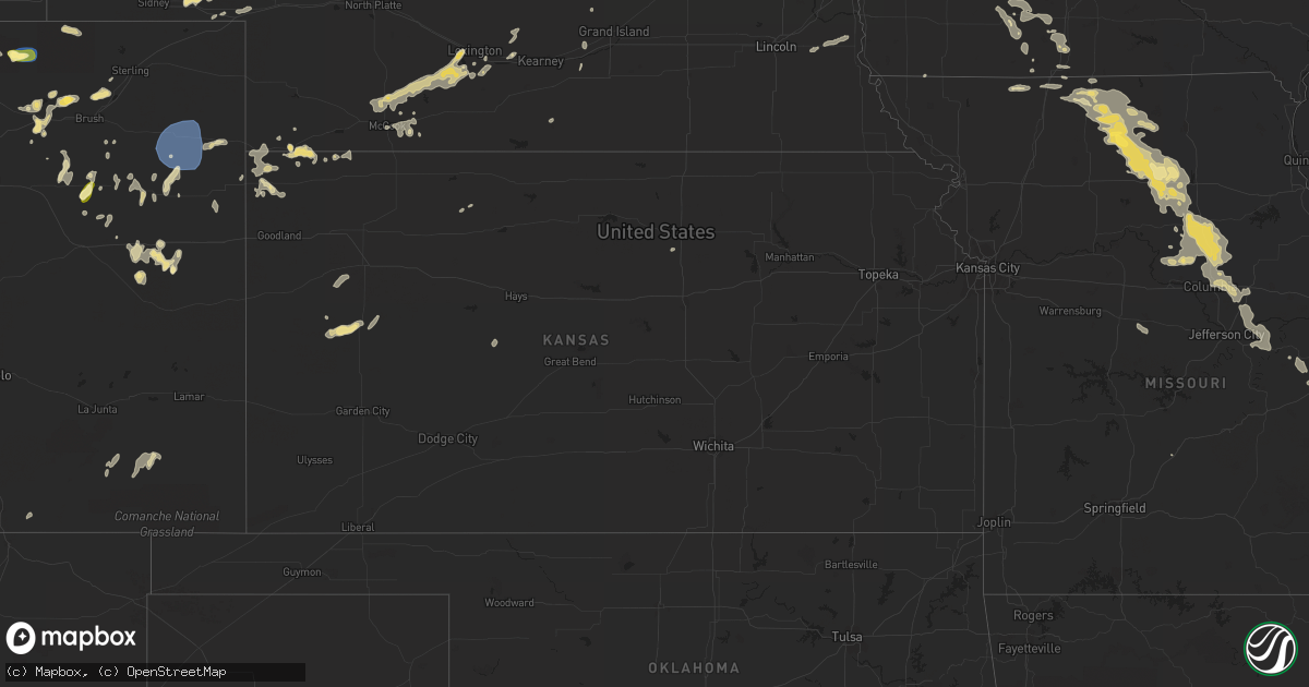 Hail map in Kansas on August 1, 2023