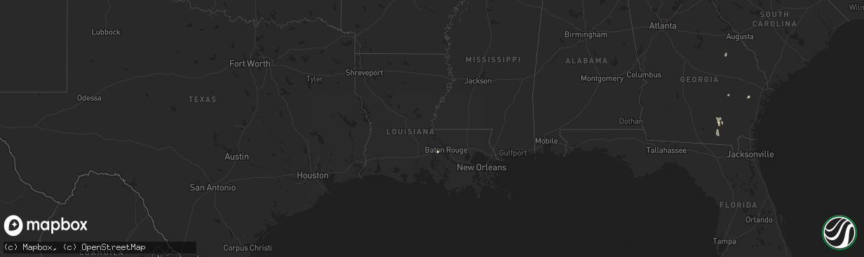 Hail map in Louisiana on August 1, 2023