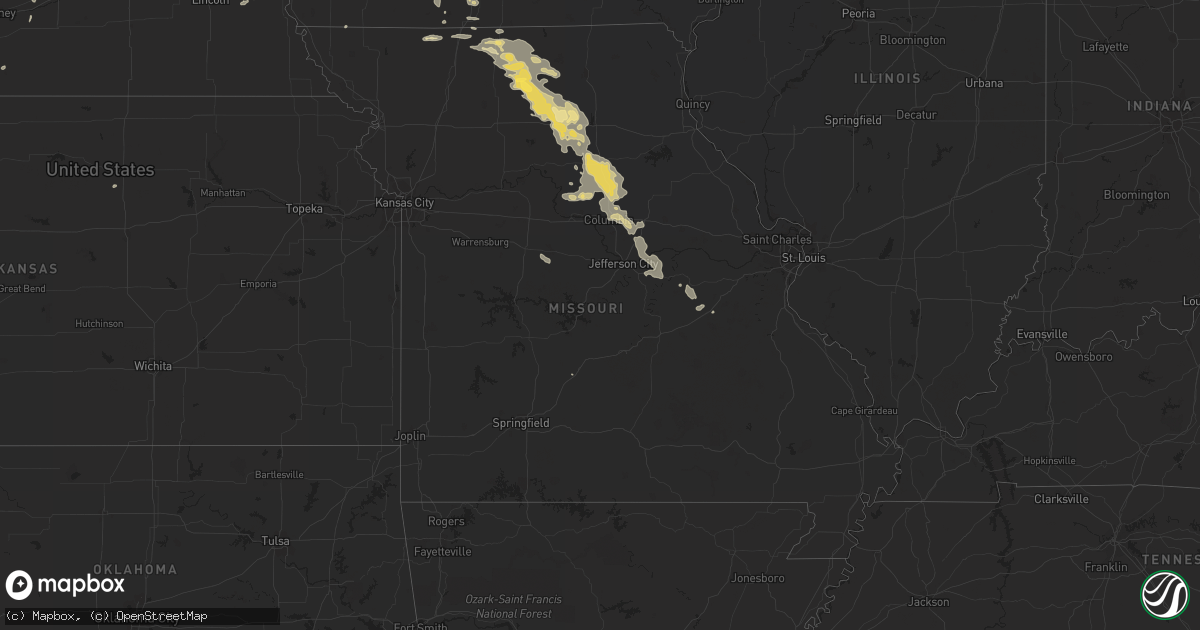 Hail map in Missouri on August 1, 2023
