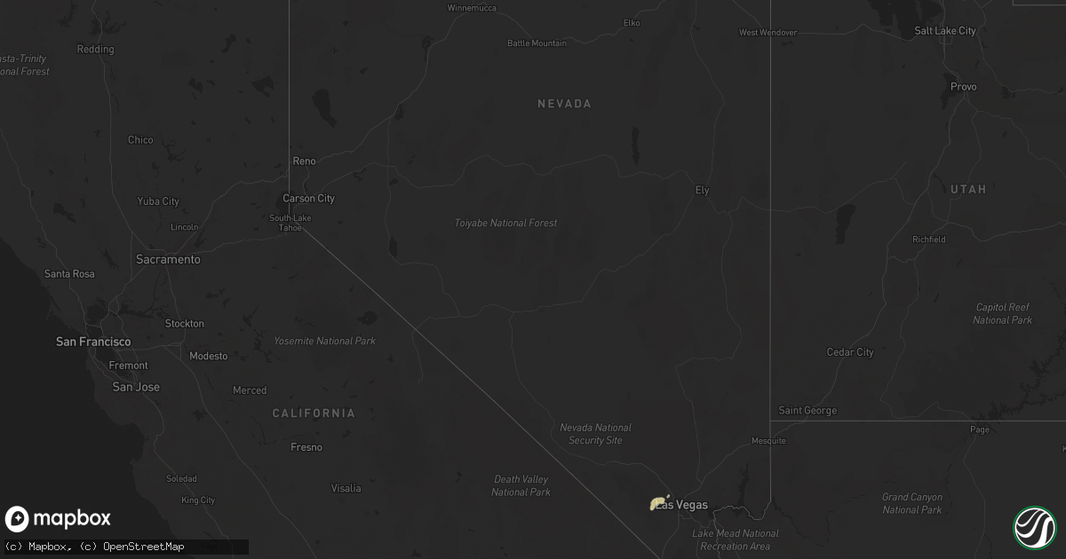 Hail map in Nevada on August 1, 2023