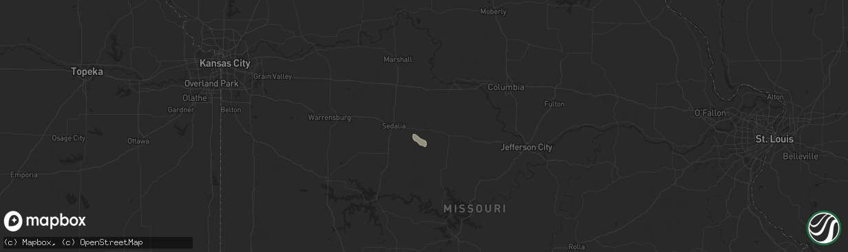 Hail map in Otterville, MO on August 1, 2023
