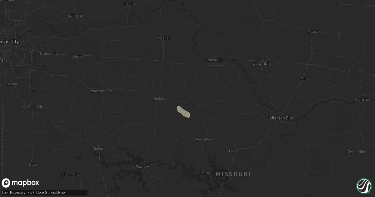 Hail map in Otterville, MO on August 1, 2023