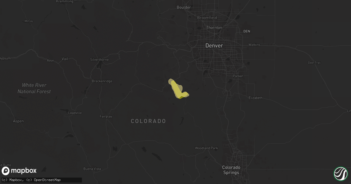 Hail map in Pine, CO on August 1, 2023