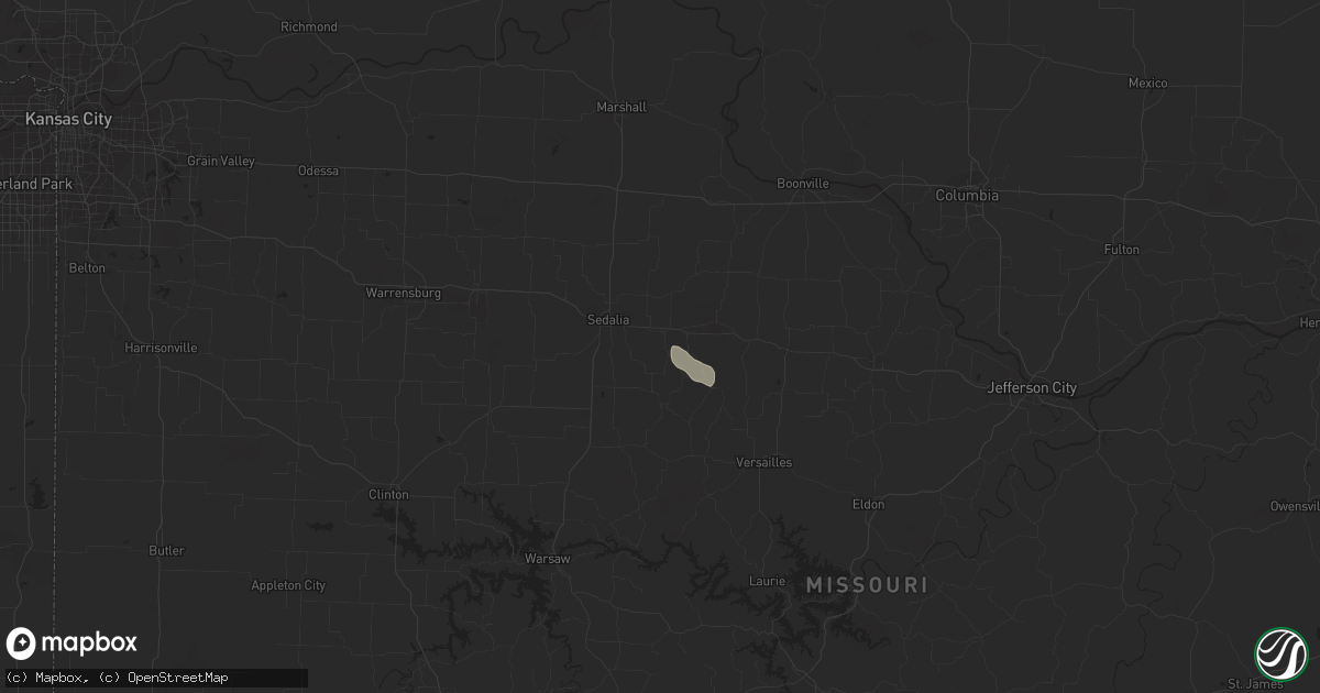 Hail map in Smithton, MO on August 1, 2023