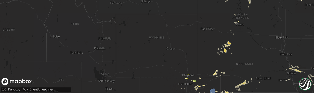 Hail map in Wyoming on August 1, 2023
