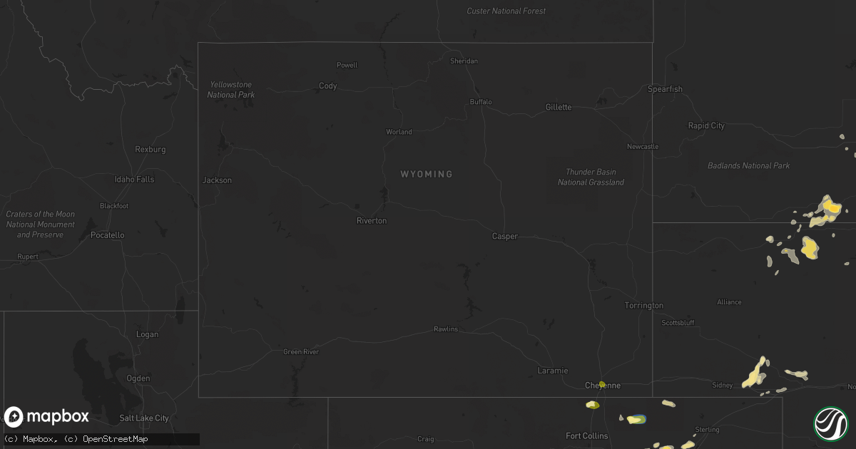 Hail map in Wyoming on August 1, 2023